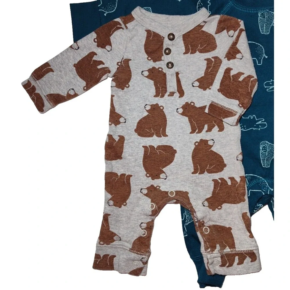 Carter's Just One You Newborn‎ Baby Boy Outfit Lot Shark Bear Animals Jumpsuit